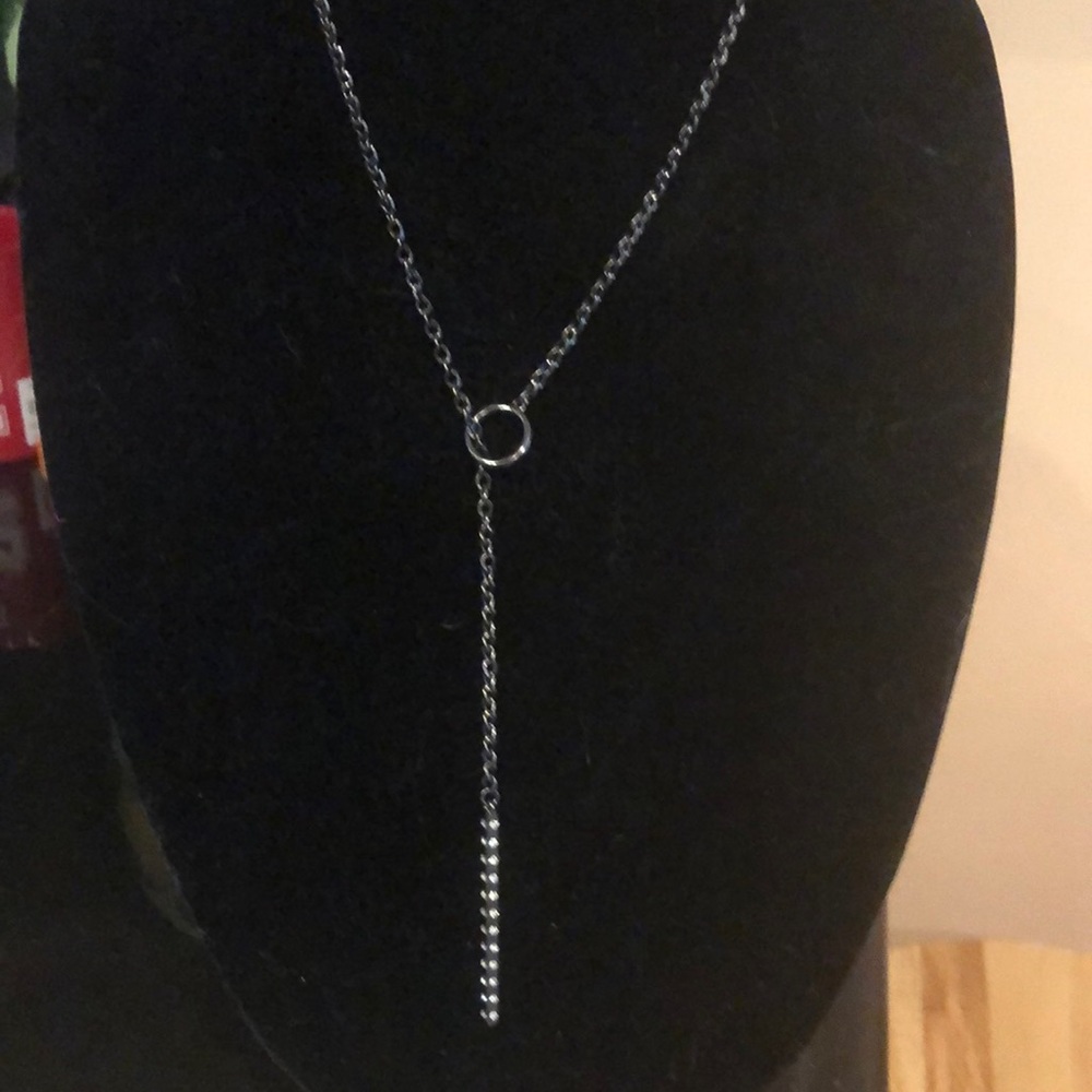 Lia Sophia lariat necklace . Gunmetal grey.